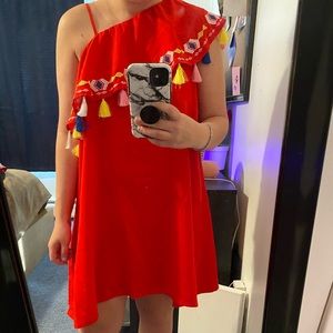 Fun holiday dress with tassels